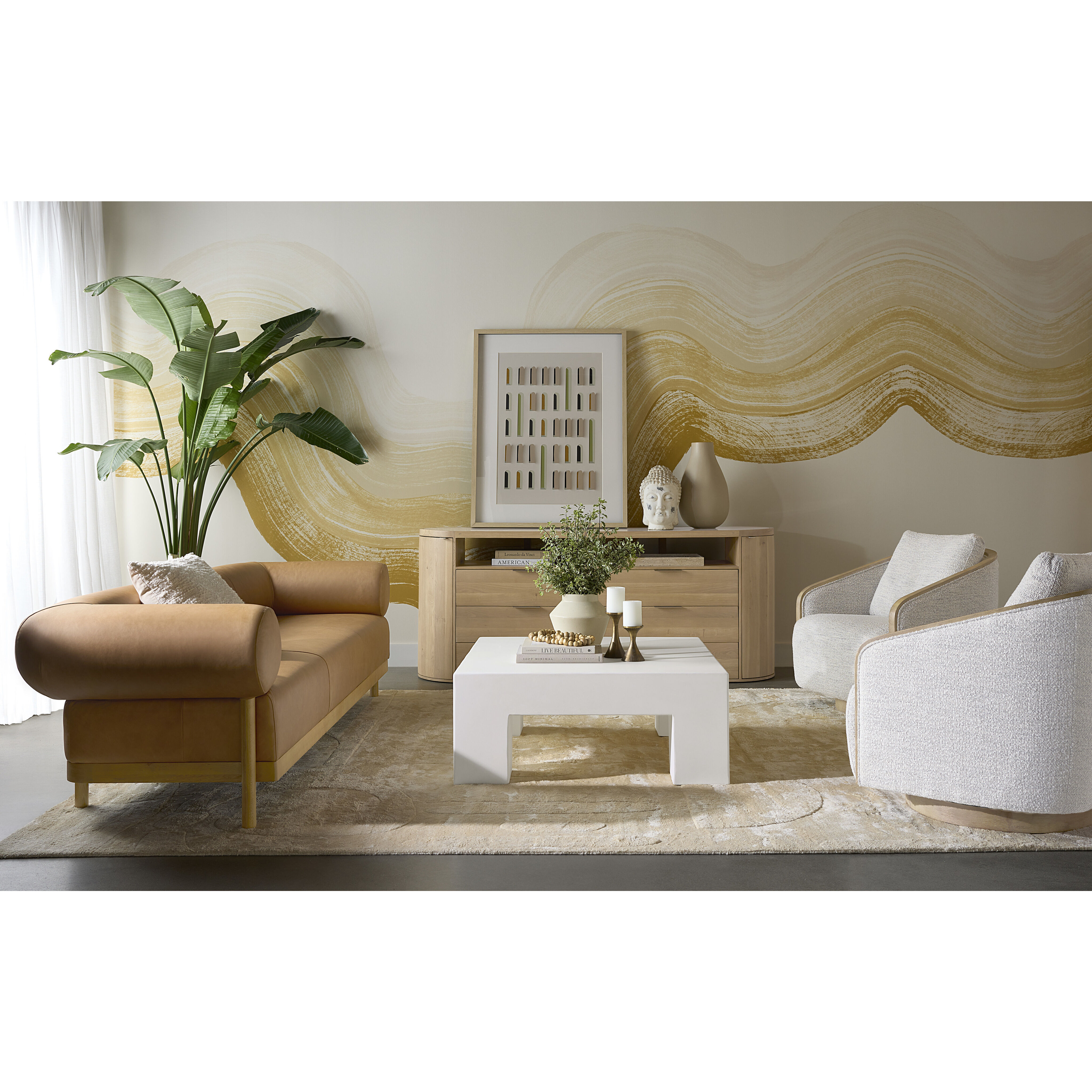 Stella 83 X 23 inch White / Natural Sideboard